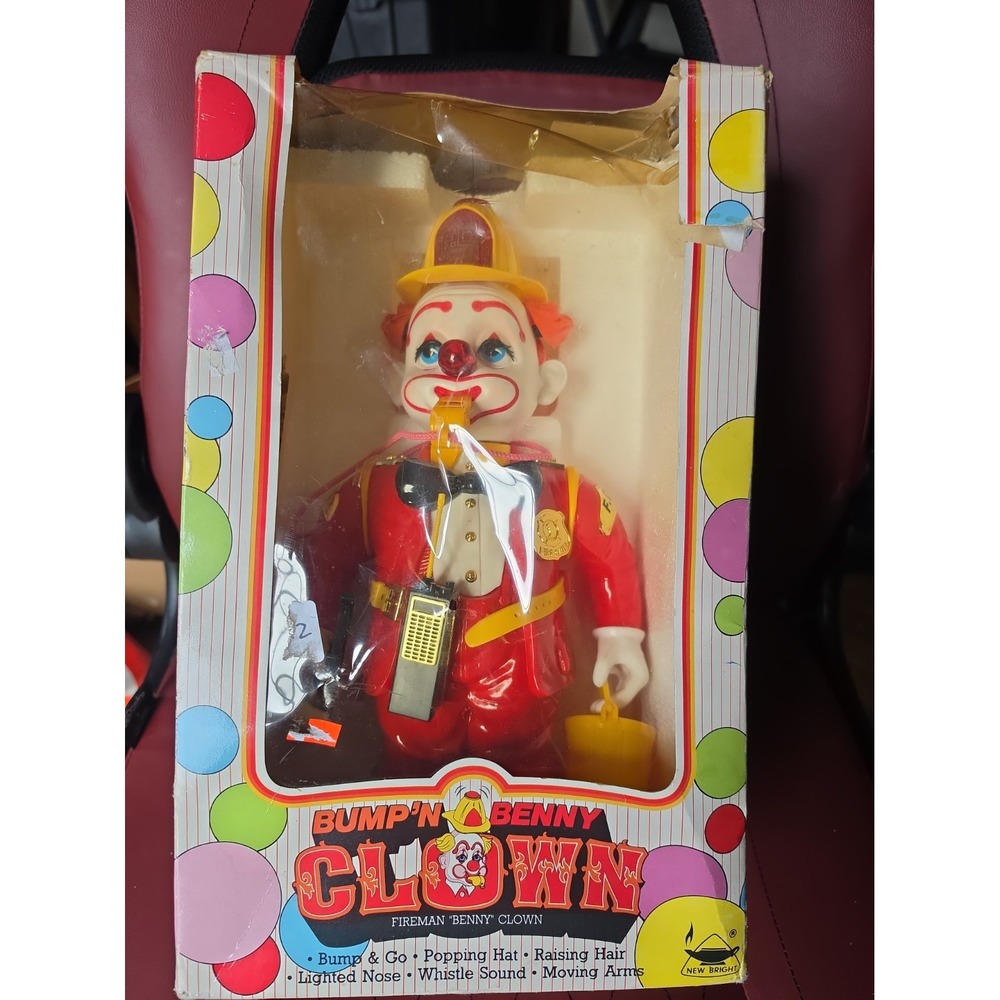 Vintage Clown Toy In Box Whistle Battery Operated Circus Clown Figure Retro Toy